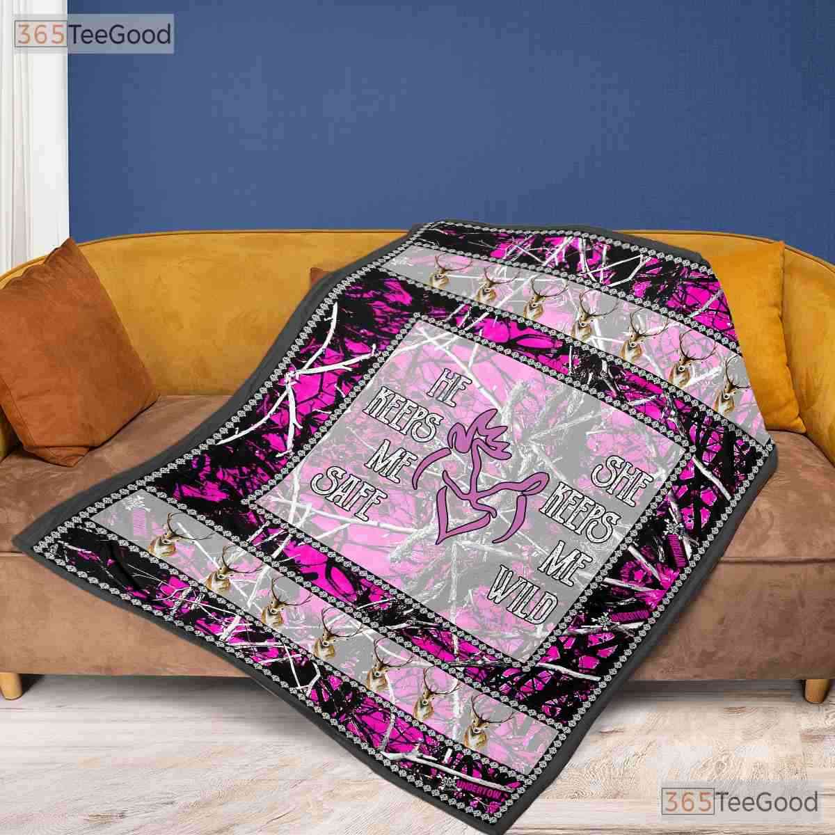 Love Makes Me Whole Deer Fleece Blanket - Tribal Heart Boho Quilt Gift Couple