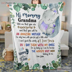 To Mommy Sloth Grandma Fleece Blanket - Cute Baby Animal Quilt Gift From Kids