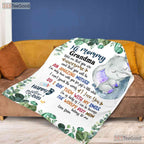To Mommy Sloth Grandma Fleece Blanket - Cute Baby Animal Quilt Gift From Kids