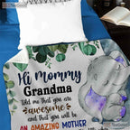 To Mommy Sloth Grandma Fleece Blanket - Cute Baby Animal Quilt Gift From Kids