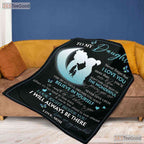 To My Daughter Moon Silhouette Fleece Blanket - Love Quote Quilt Gift From Dad