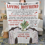 To My Loving Boyfriend Cactus Fleece Blanket - Romantic Desert Quilt Gift Love