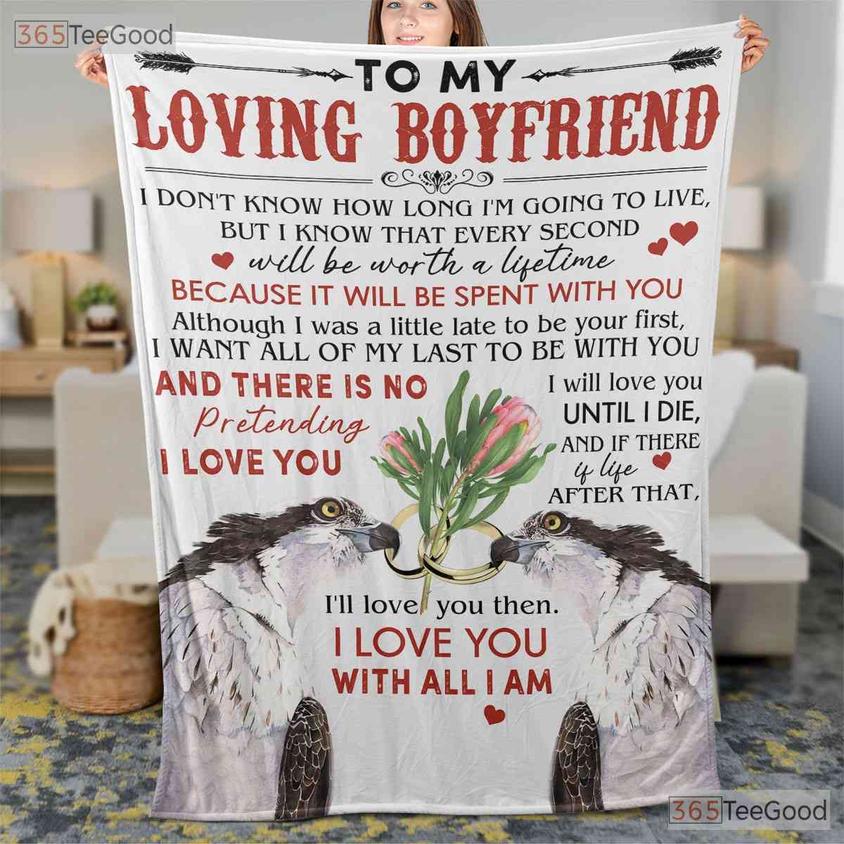To My Loving Boyfriend Cactus Fleece Blanket - Romantic Desert Quilt Gift Love