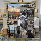 Farm Life Cow Pasture Fleece Blanket - Rustic Country Barn Quilt Gift Decor