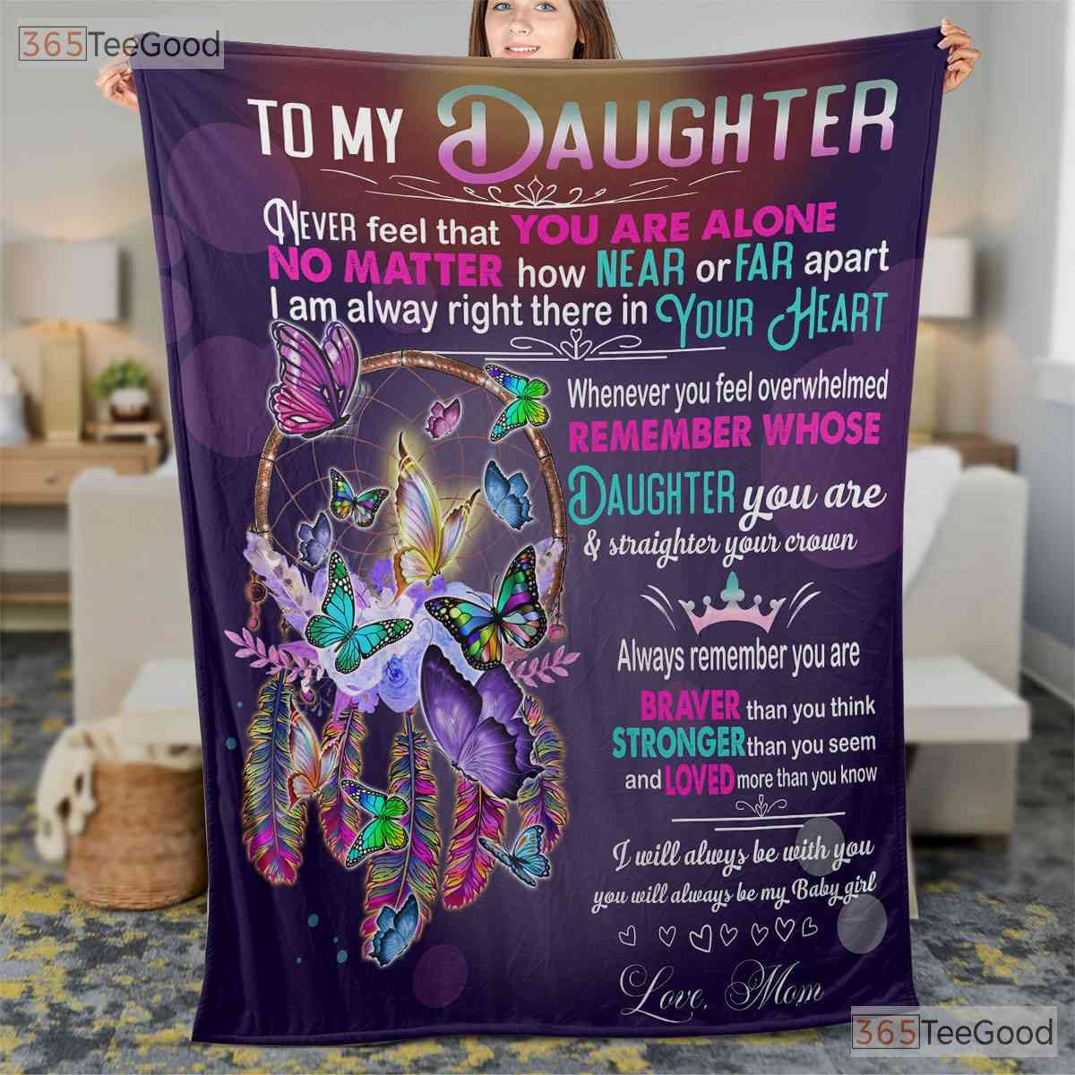 To My Daughter Fairy Moon Fleece Blanket - Magical Fantasy Quilt Gift From Mom