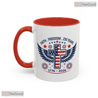 Faith Freedom 250 Years Cross Mug - Personalized Patriotic 1776-2026 Ceramic Accent Mug