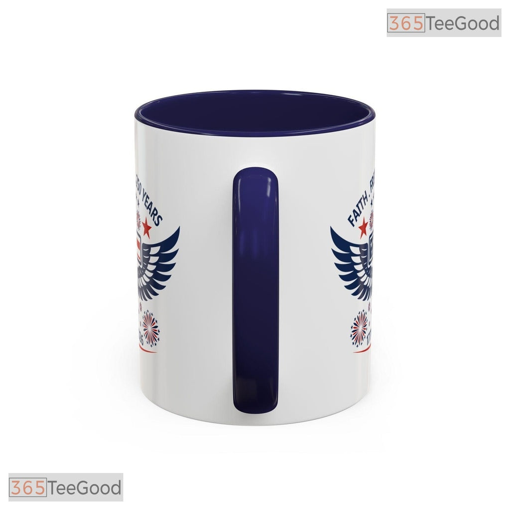 Faith Freedom 250 Years Cross Mug - Personalized Patriotic 1776-2026 Ceramic Accent Mug