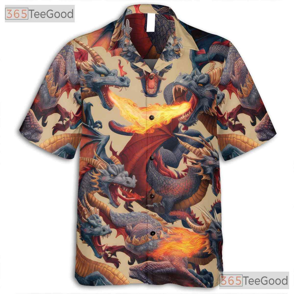 Fantasy Fire Creature Dragon Hawaiian Shirt for Men Women Summer Vacation Top