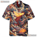 Fantasy Fire Creature Dragon Hawaiian Shirt for Men Women Summer Vacation Top