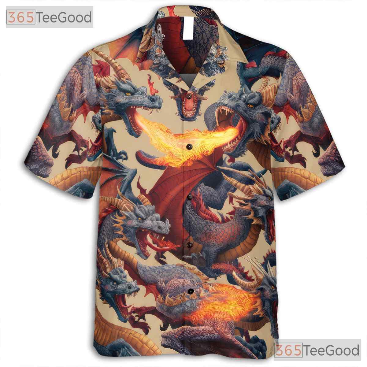 Fantasy Fire Creature Dragon Hawaiian Shirt for Men Women Summer Vacation Top