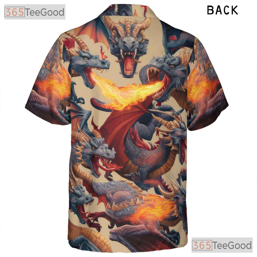 Fantasy Fire Creature Dragon Hawaiian Shirt for Men Women Summer Vacation Top