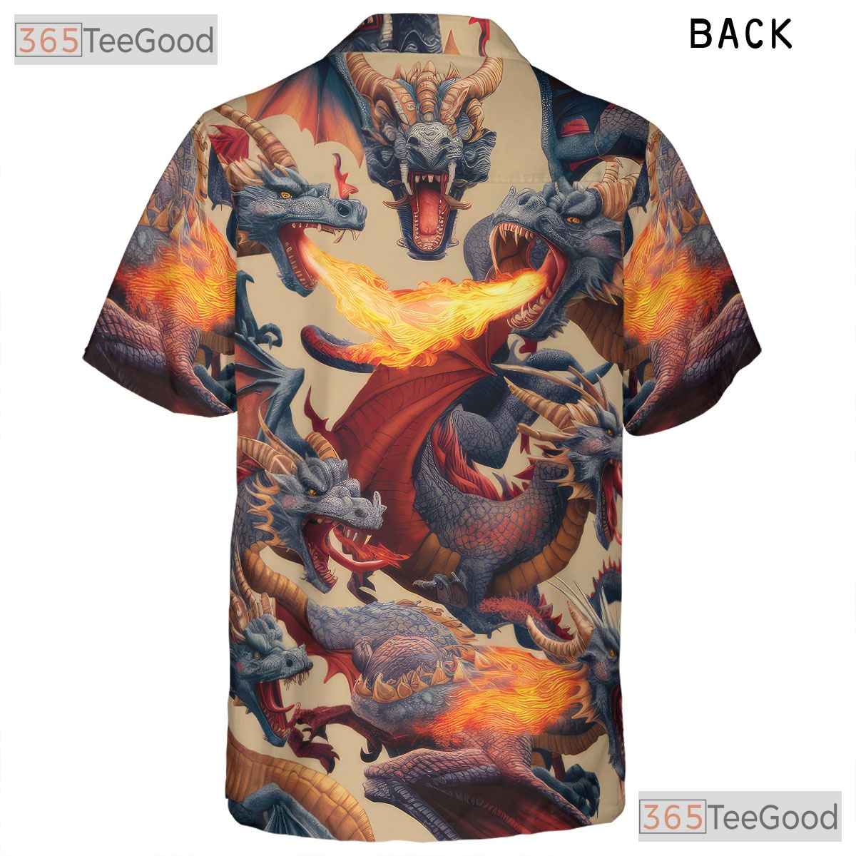 Fantasy Fire Creature Dragon Hawaiian Shirt for Men Women Summer Vacation Top