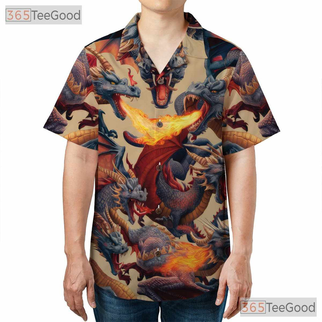 Fantasy Fire Creature Dragon Hawaiian Shirt for Men Women Summer Vacation Top