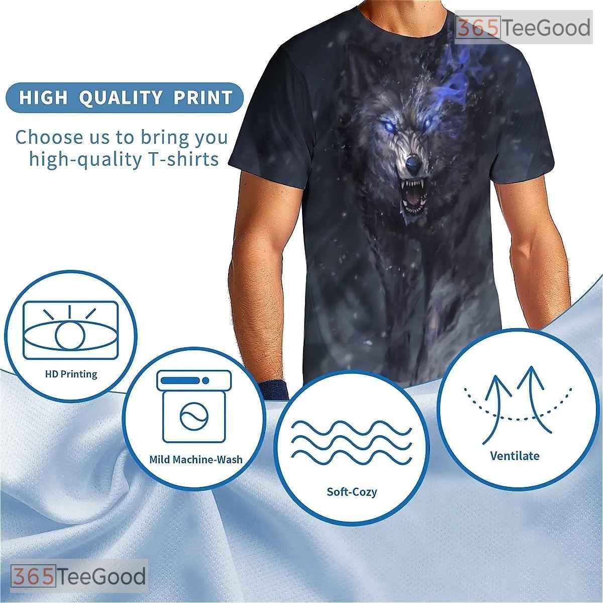 Fierce Wolf American Flag Eagle 3D Graphic Printed Casual Unisex T-Shirt Tops Style