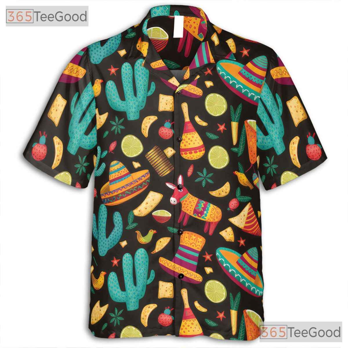 Fiesta Mexican Cactus Sombrero Pinata Party Hawaiian Shirt Unisex Summer Top