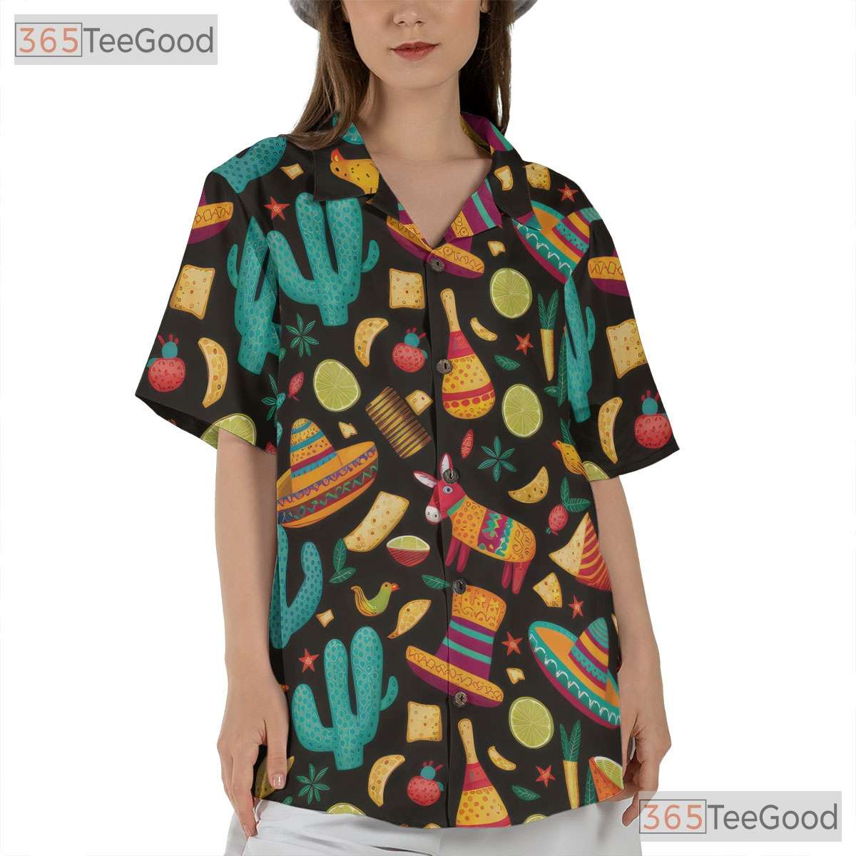 Fiesta Mexican Cactus Sombrero Pinata Party Hawaiian Shirt Unisex Summer Top
