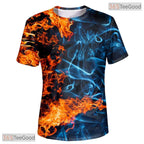 Blazing Fire Flame Graphic Art 3D Printed Casual Unisex Short Sleeve Tee Shirt