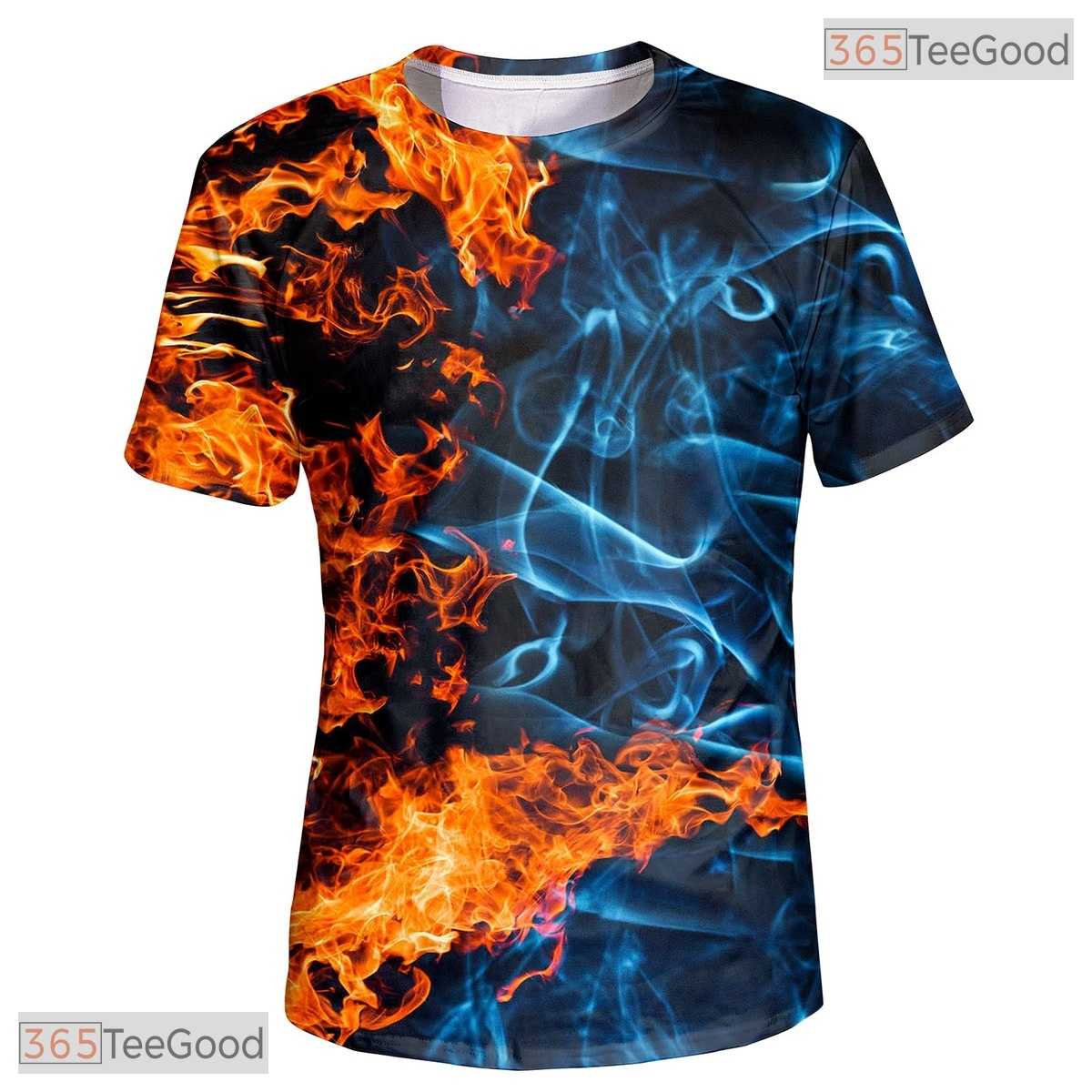 Blazing Fire Flame Graphic Art 3D Printed Casual Unisex Short Sleeve Tee Shirt