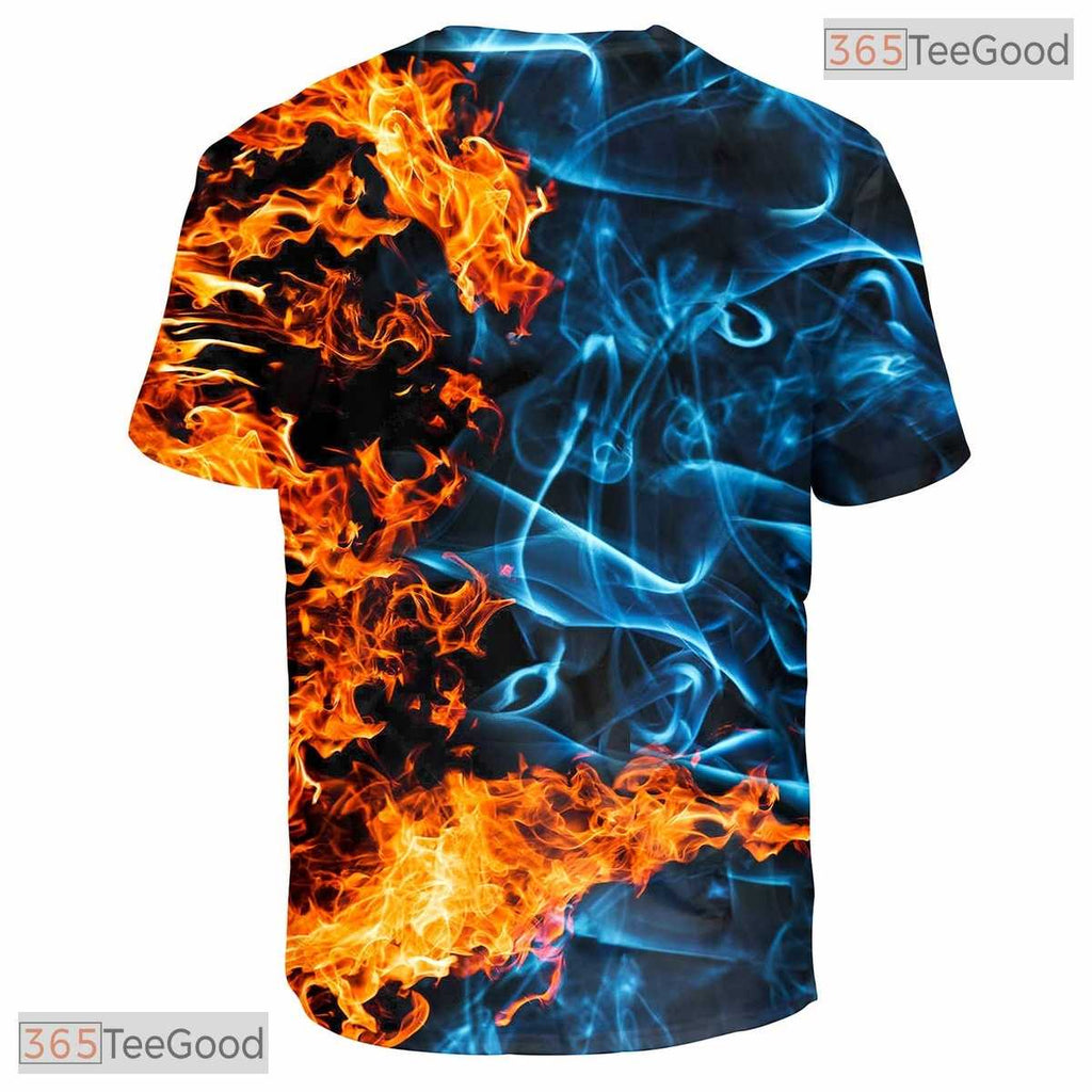 Blazing Fire Flame Graphic Art 3D Printed Casual Unisex Short Sleeve Tee Shirt