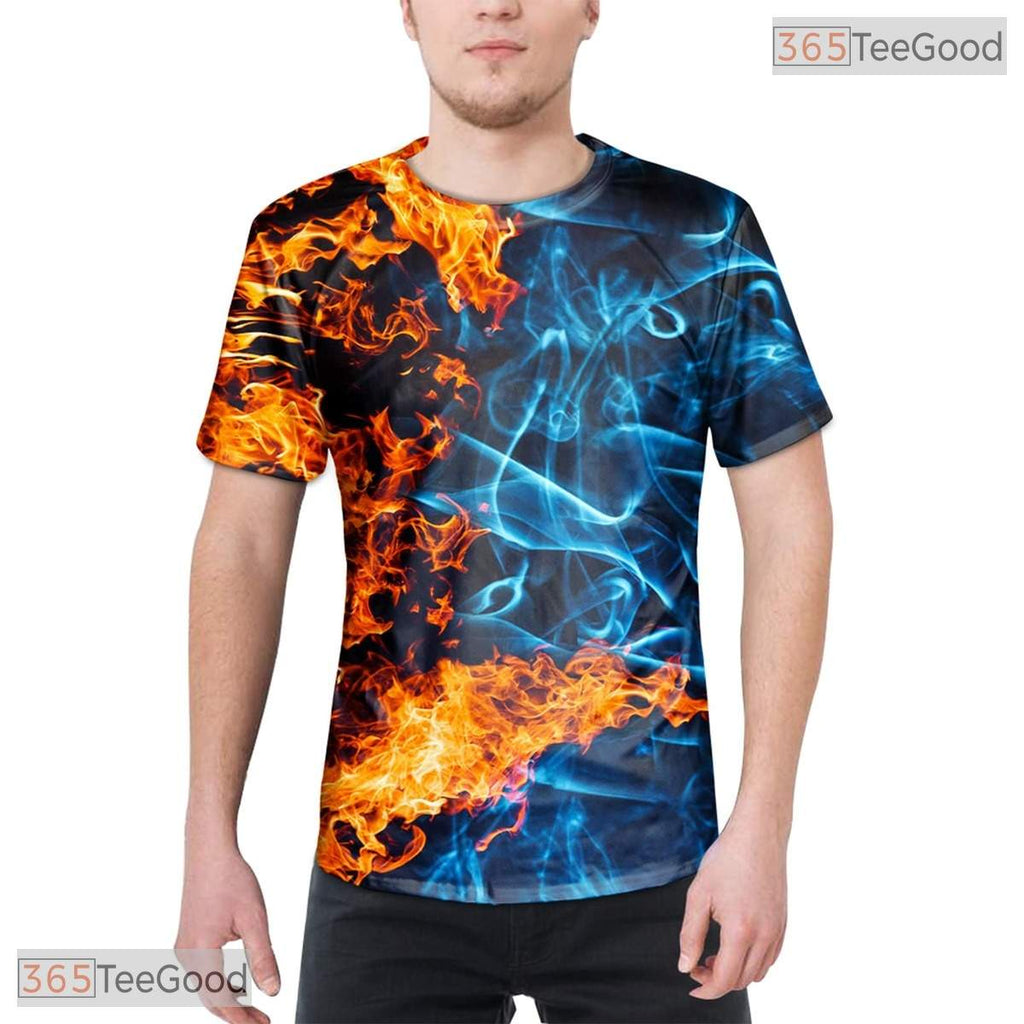 Blazing Fire Flame Graphic Design 3D Printed Casual Unisex Short Sleeve Tee Top