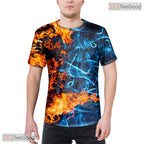Blazing Fire Flame Graphic Art 3D Printed Casual Unisex Short Sleeve Tee Shirt
