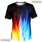 Blazing Fire And Ice Elemental Graphic 3D Printed Casual Unisex Tee Shirt Tops