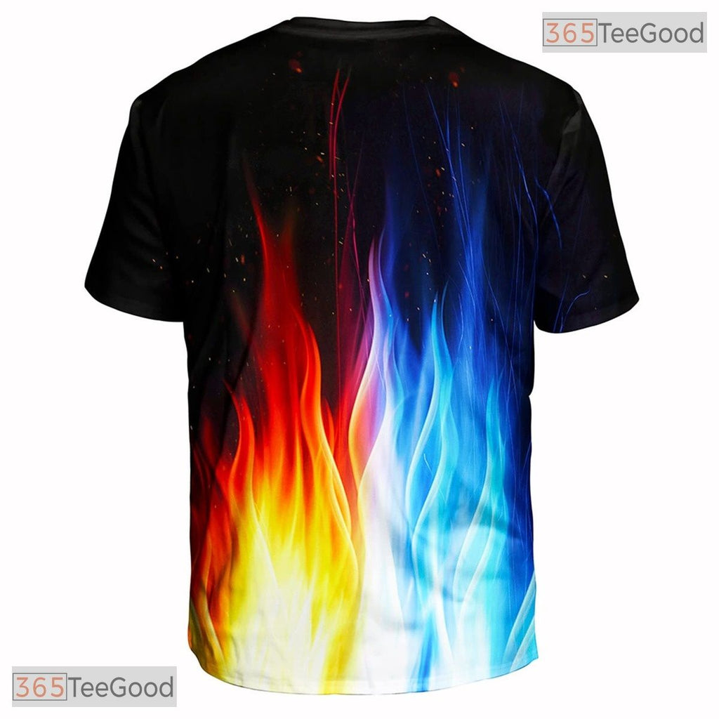 Opposing Fire And Ice Graphic Design 3D Printed Casual Unisex Short Sleeve Tee