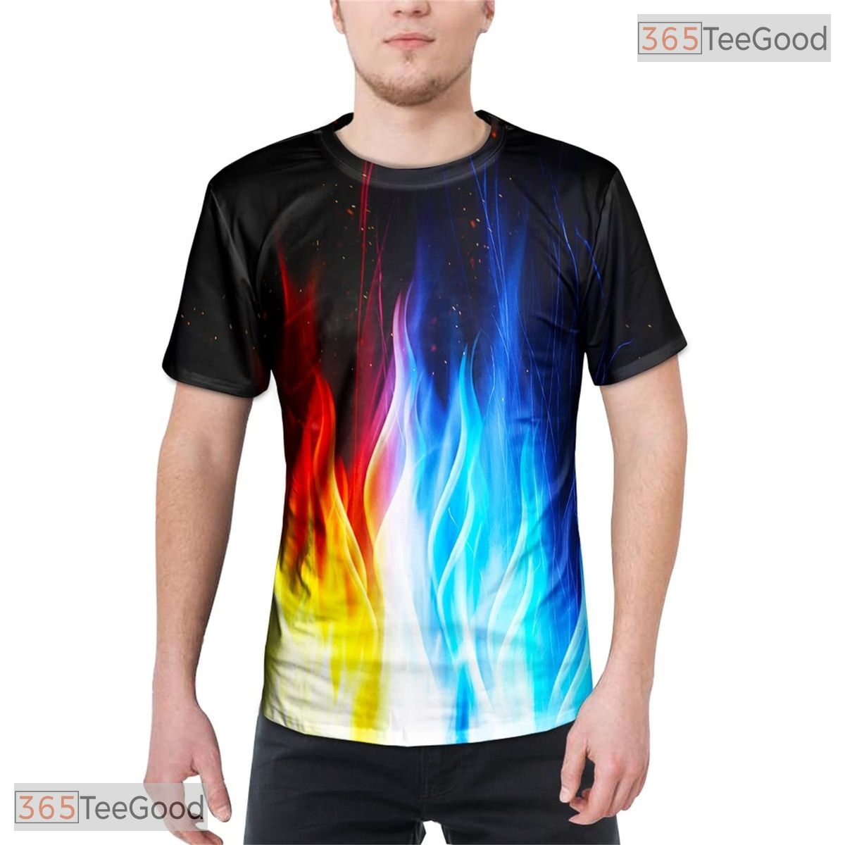 Opposing Fire And Ice Graphic Design 3D Printed Casual Unisex Short Sleeve Tee