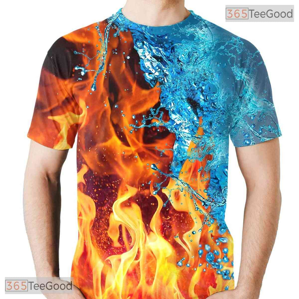 Elemental Fire And Ice Graphic Art 3D Printed Casual Unisex T-Shirt Tops Style