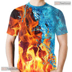 Elemental Fire And Ice Graphic Art 3D Printed Casual Unisex T-Shirt Tops Style
