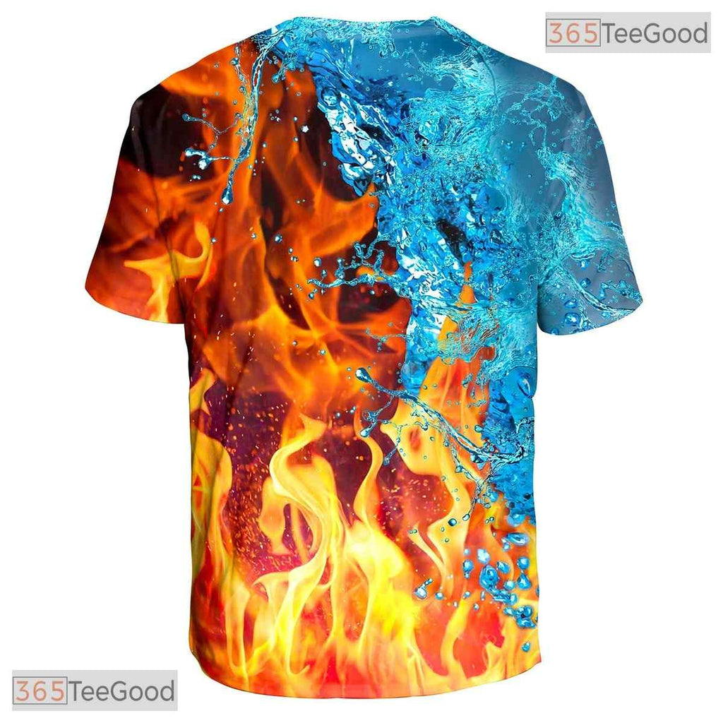 Elemental Fire And Ice Graphic Art 3D Printed Casual Unisex T-Shirt Tops Style