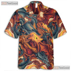 Fire Breathing Dragon Fantasy Creature Hawaiian Shirt Unisex Tropical Beachwear
