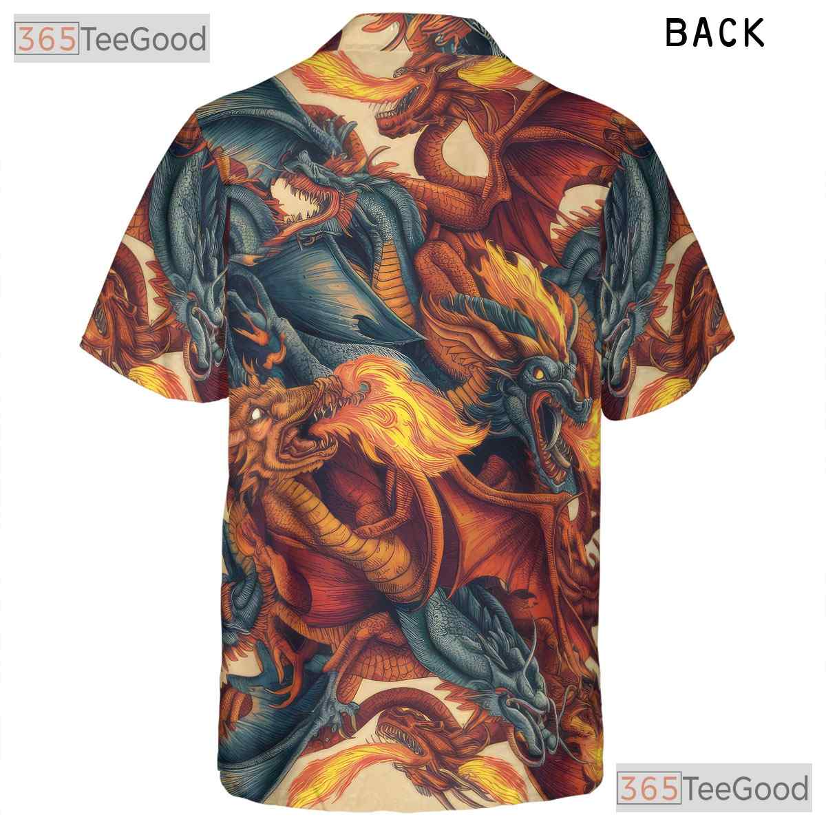 Fire Breathing Dragon Fantasy Creature Hawaiian Shirt Unisex Tropical Beachwear