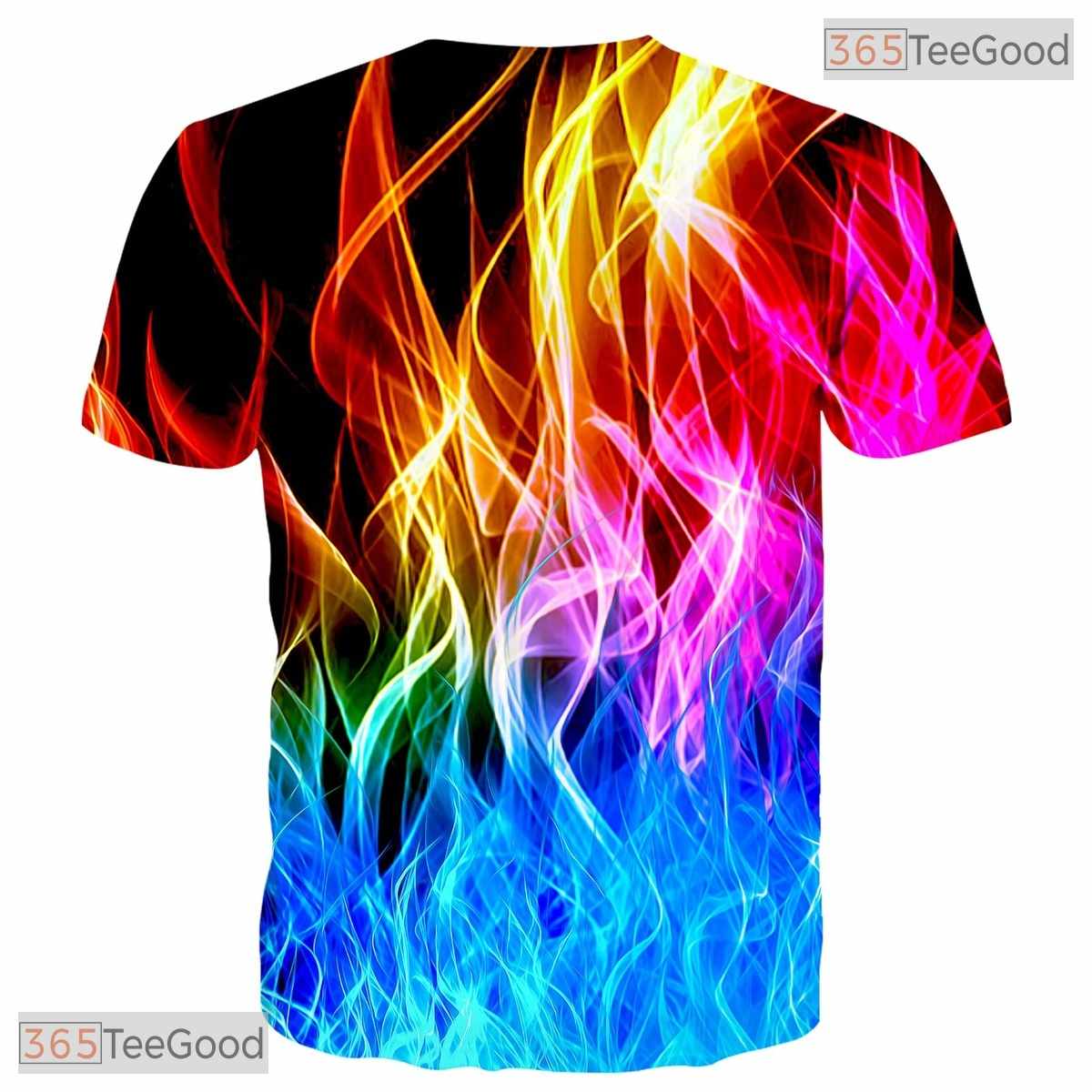 Vibrant Colorful Fire Flame Art 3D Printed Casual Unisex T-Shirt For Men Women