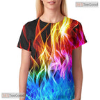 Vibrant Colorful Fire Flame Art 3D Printed Casual Unisex T-Shirt For Men Women