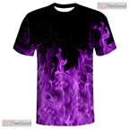 Fire Purple Basketball Graphic 3D Printed Short Sleeve Unisex Tee Shirt Styles Top