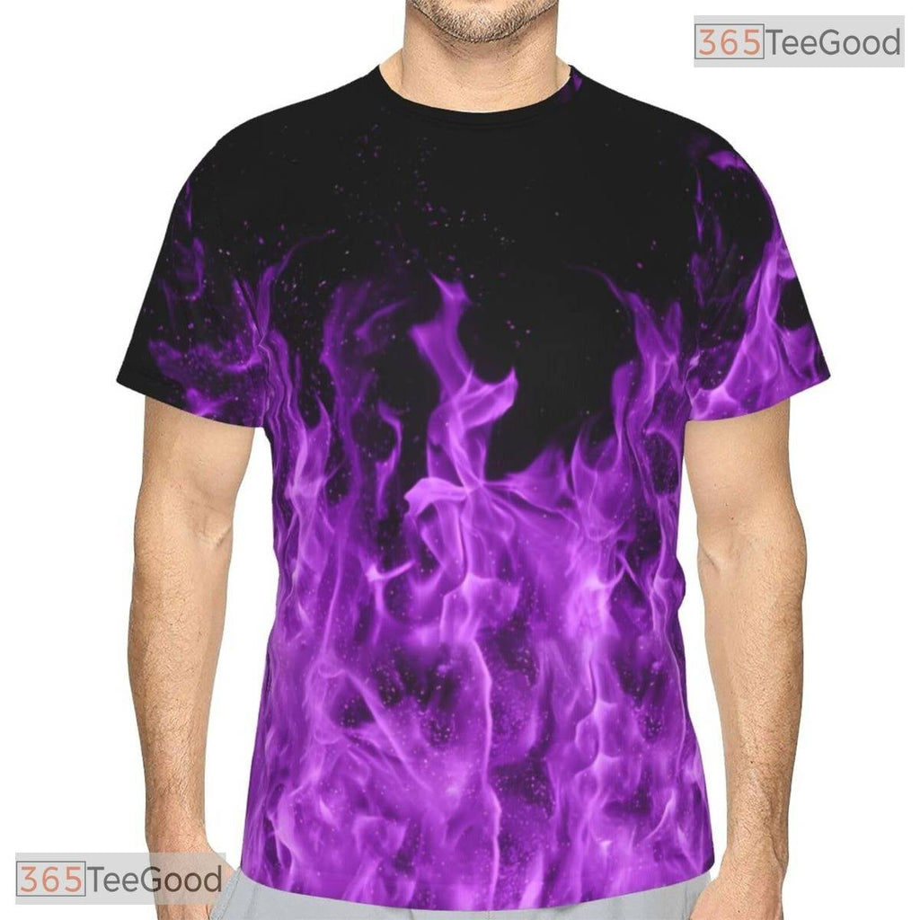 Fire Purple Basketball Graphic 3D Printed Short Sleeve Unisex Tee Shirt Styles Top