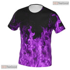 Fire Purple Basketball Graphic 3D Printed Short Sleeve Unisex Tee Shirt Styles Top