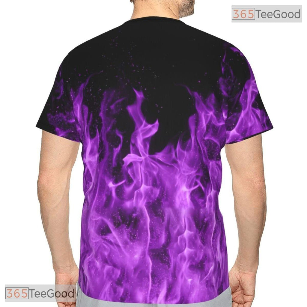 Fire Purple Basketball Graphic 3D Printed Short Sleeve Unisex Tee Shirt Styles Top