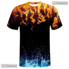 Fire And Water American Flag Eagle 3D Graphic Printed Casual Unisex T-Shirt Styles