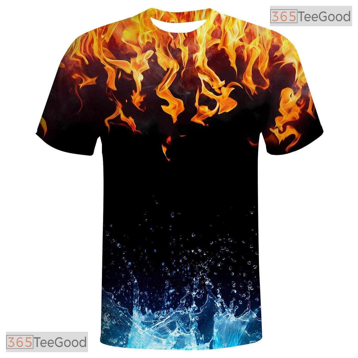 Fire And Water American Flag Eagle 3D Graphic Printed Casual Unisex T-Shirt Styles