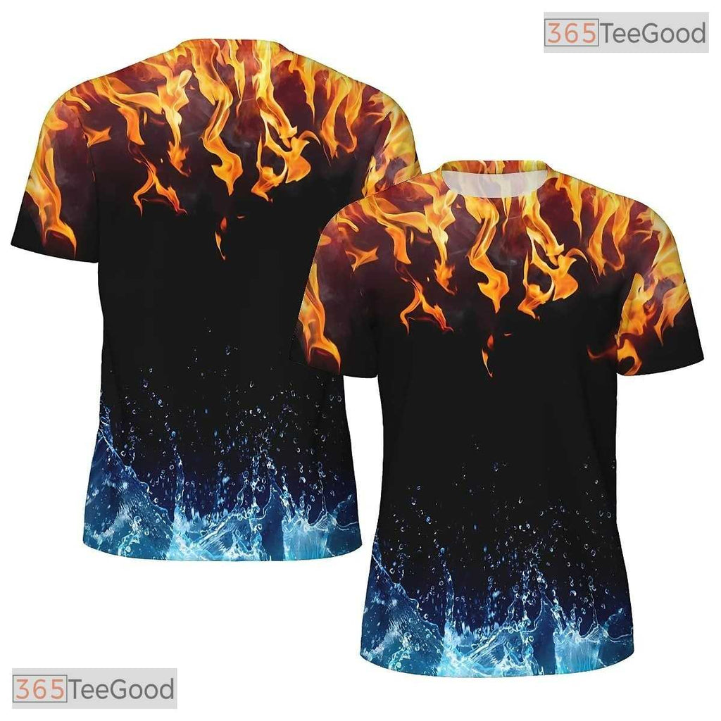 Fire And Water American Flag Eagle 3D Graphic Printed Casual Unisex T-Shirt Styles