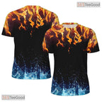 Fire And Water American Flag Eagle 3D Graphic Printed Casual Unisex T-Shirt Styles