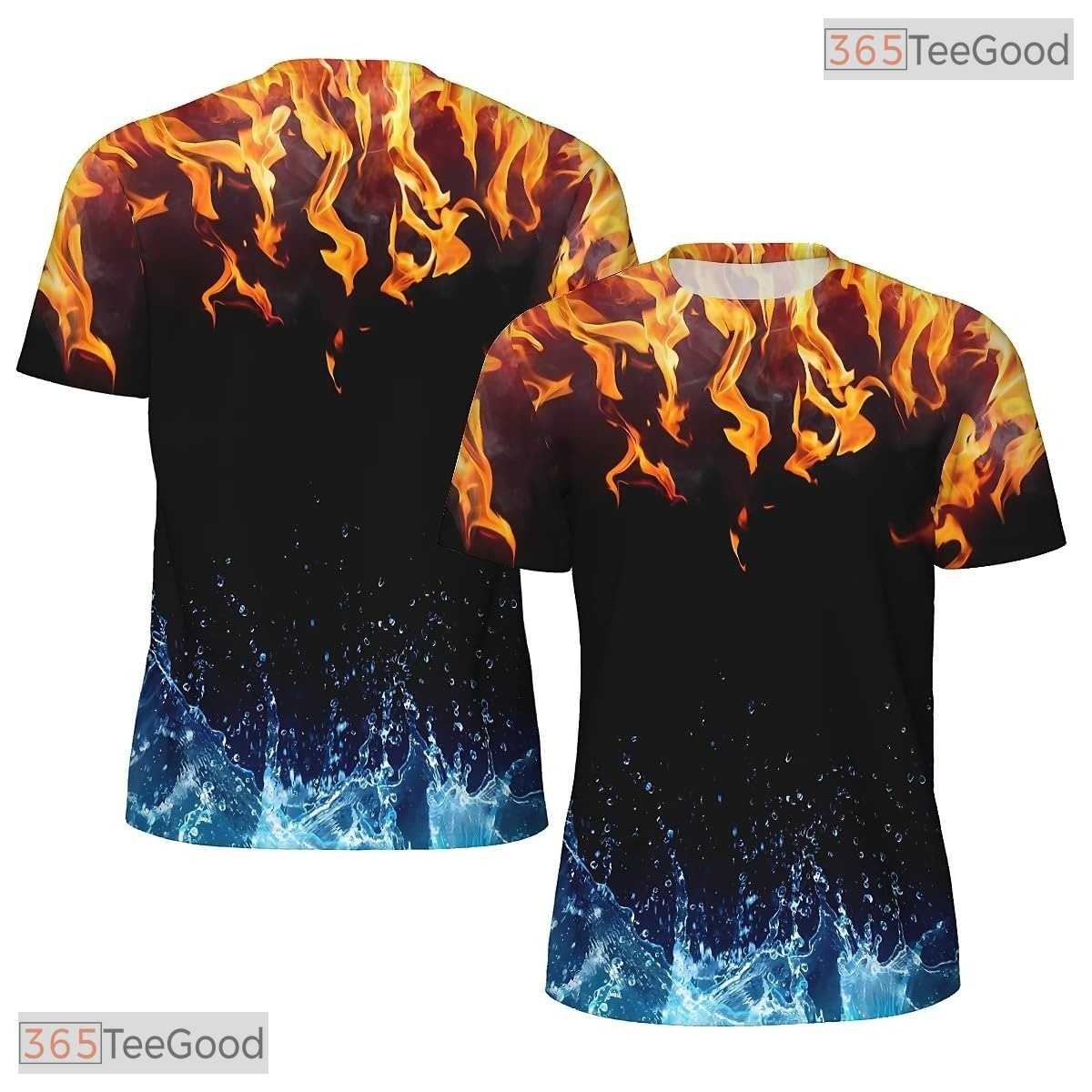 Fire And Water American Flag Eagle 3D Graphic Printed Casual Unisex T-Shirt Styles