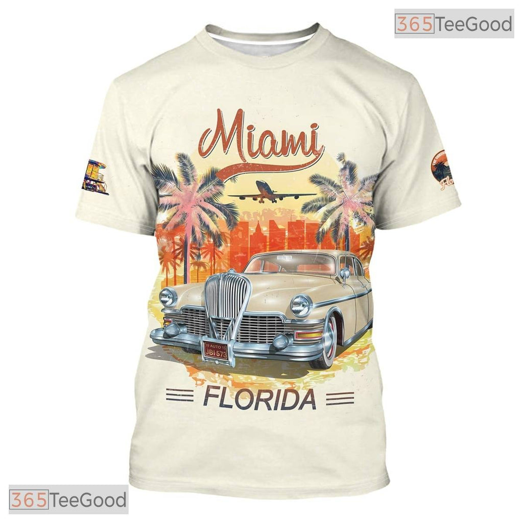 Florida State Beige Novelty Graphic 3D Printed Casual Short Sleeve Unisex T-Shirt