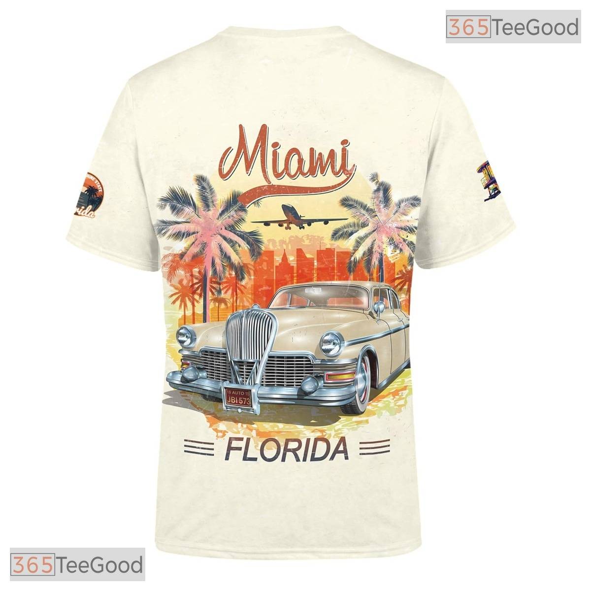 Florida State Beige Novelty Graphic 3D Printed Casual Short Sleeve Unisex T-Shirt