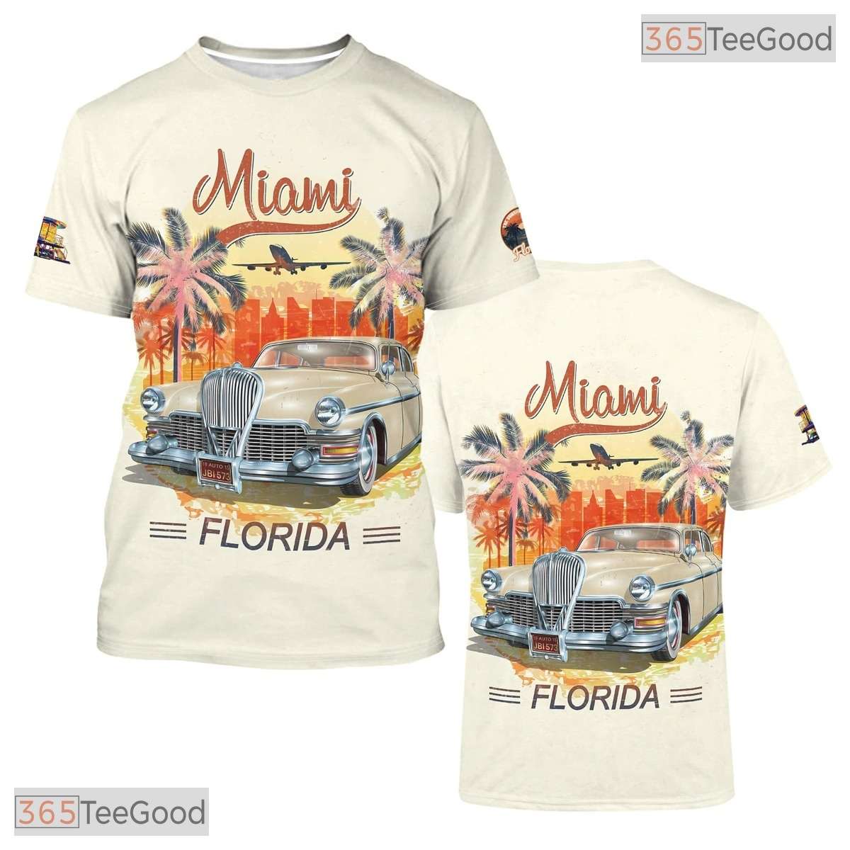 Florida State Beige Novelty Graphic 3D Printed Casual Short Sleeve Unisex T-Shirt