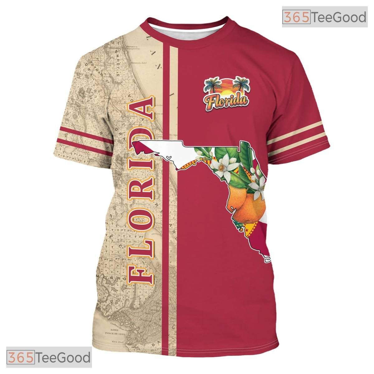 Florida State Red Novelty Graphic 3D Printed Casual Short Sleeve Unisex Tee Shirt