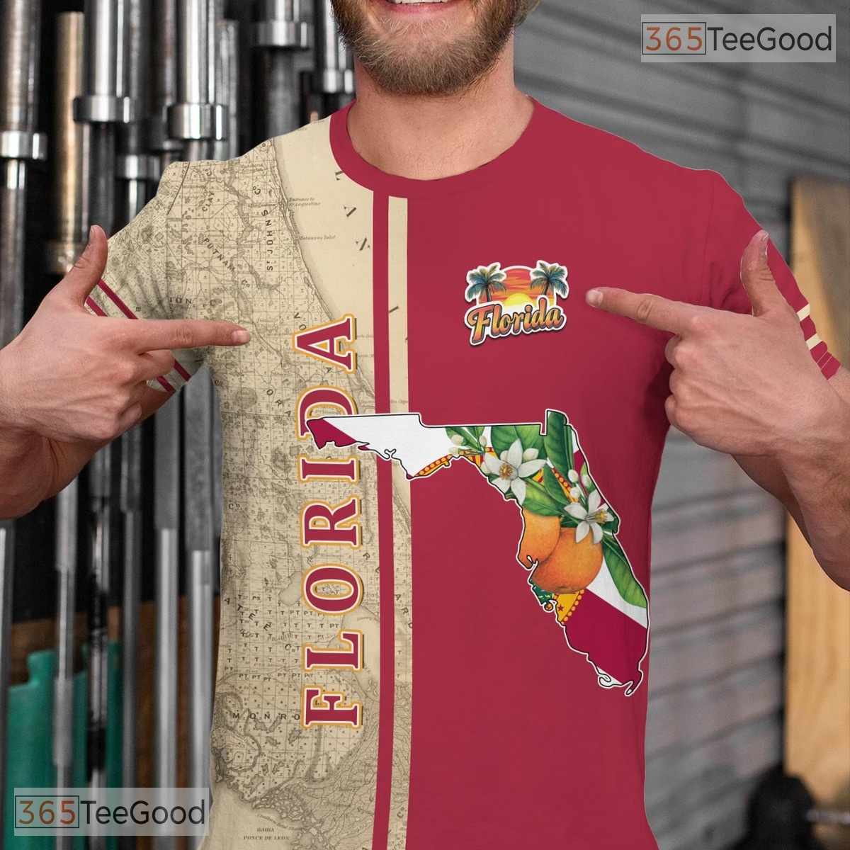 Florida State Red Novelty Graphic 3D Printed Casual Short Sleeve Unisex Tee Shirt