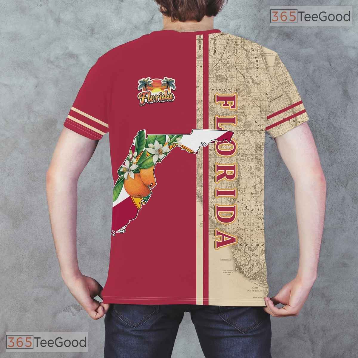 Florida State Red Novelty Graphic 3D Printed Casual Short Sleeve Unisex Tee Shirt